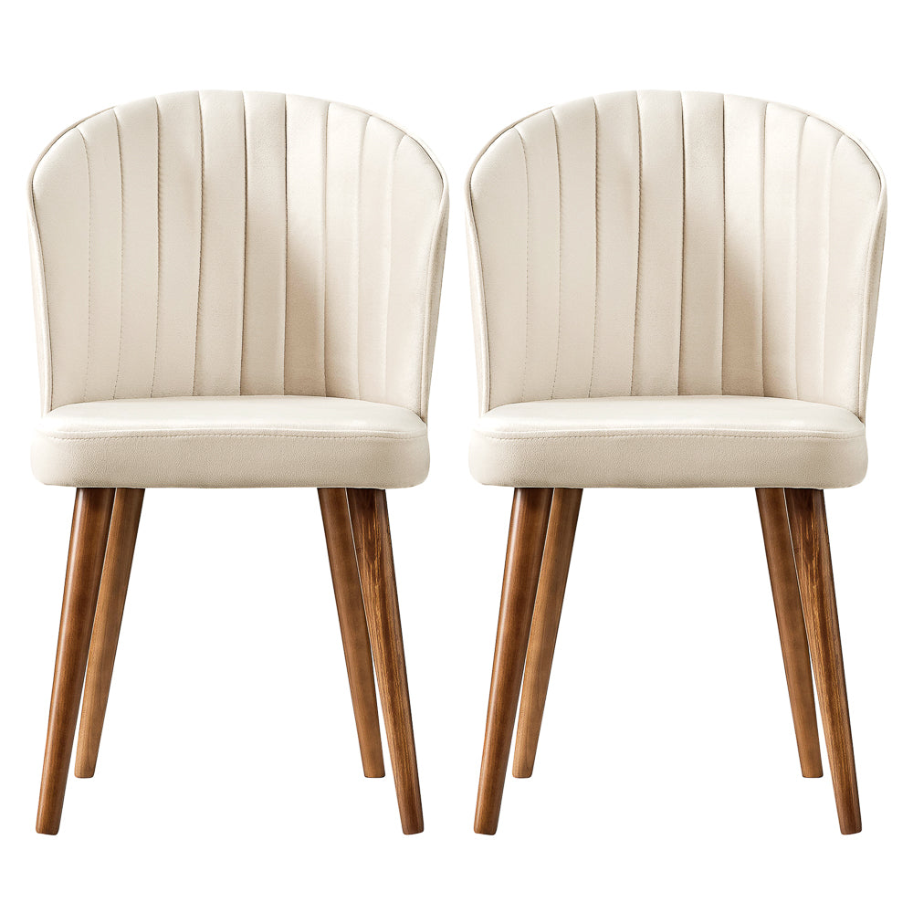 Calvin Dining Chair Set Of 2 - Beige Velvet- MidinMod