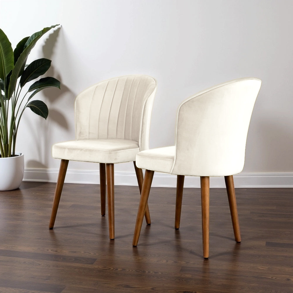 Calvin Dining Chair Set Of 2 - Beige Velvet- MidinMod