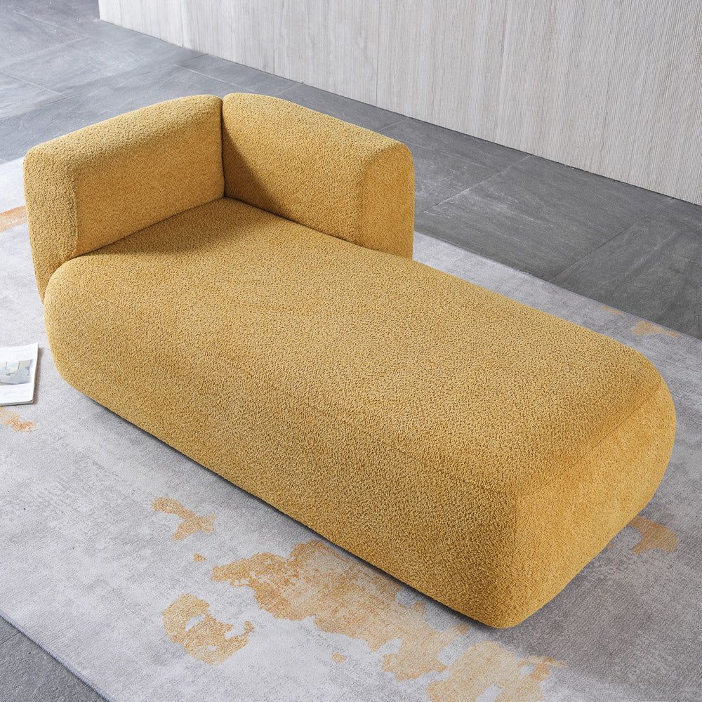 Canton Yellow Boucle Chaise Lounge
