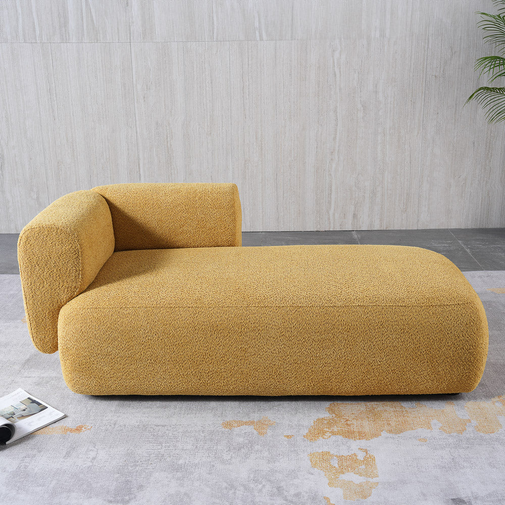 Canton Yellow Boucle Chaise Lounge