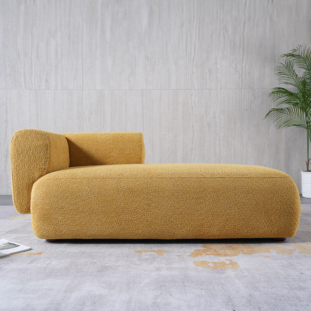Canton Yellow Boucle Chaise Lounge