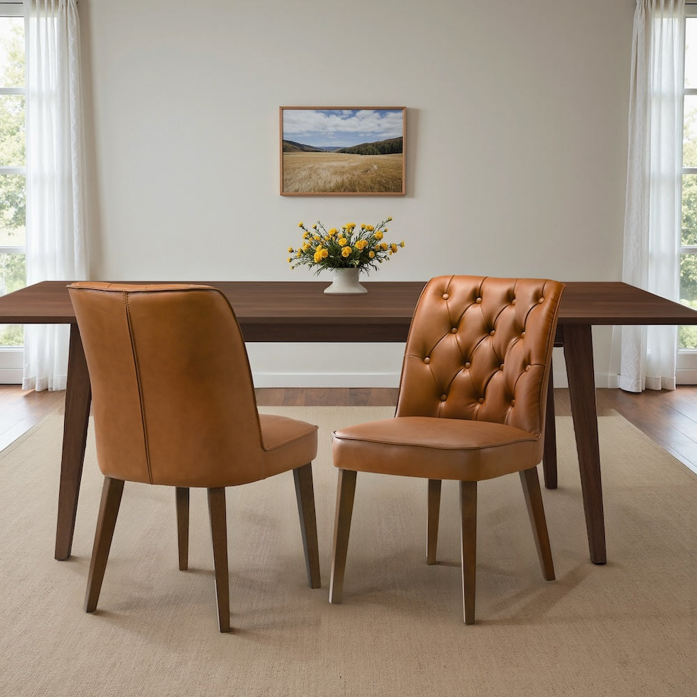 Carter Cognac Vegan Leather Dining Chair -MidinMod