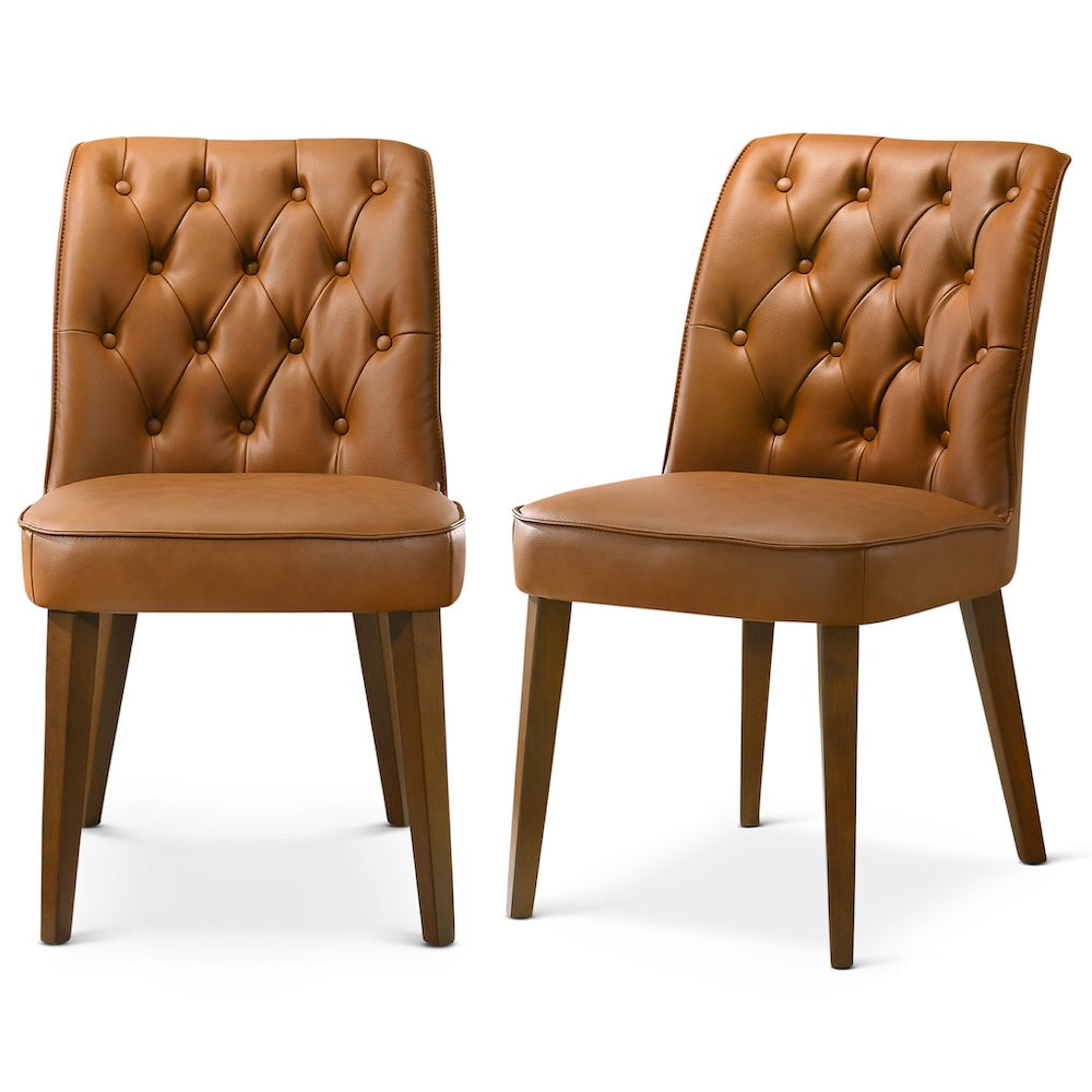 Carter Cognac Vegan Leather Dining Chair -MidinMod