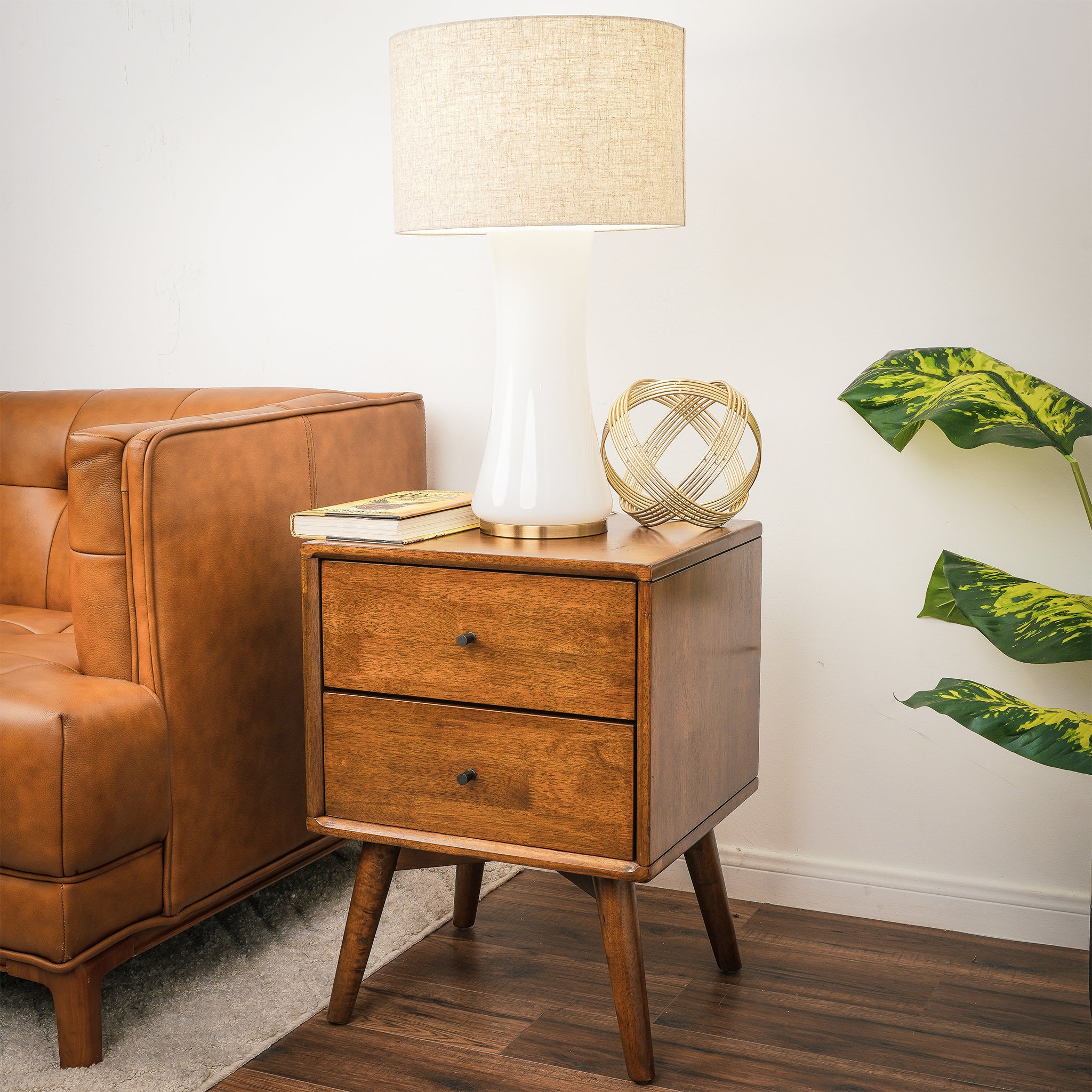 Cascade Glass Lamp Golden Base Off White Glass Table Lamp