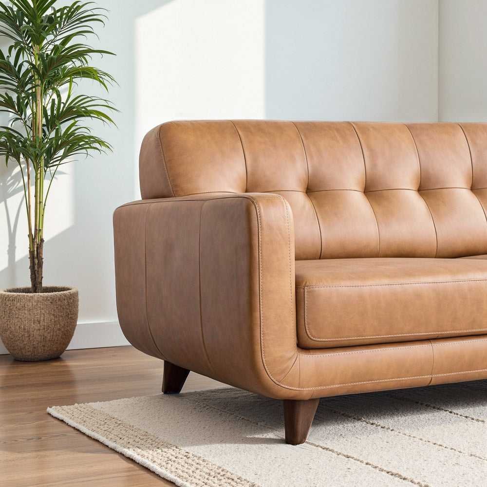 Cassie Mid-Century Modern Genuine Leather Sectional Sofa - MidinMod