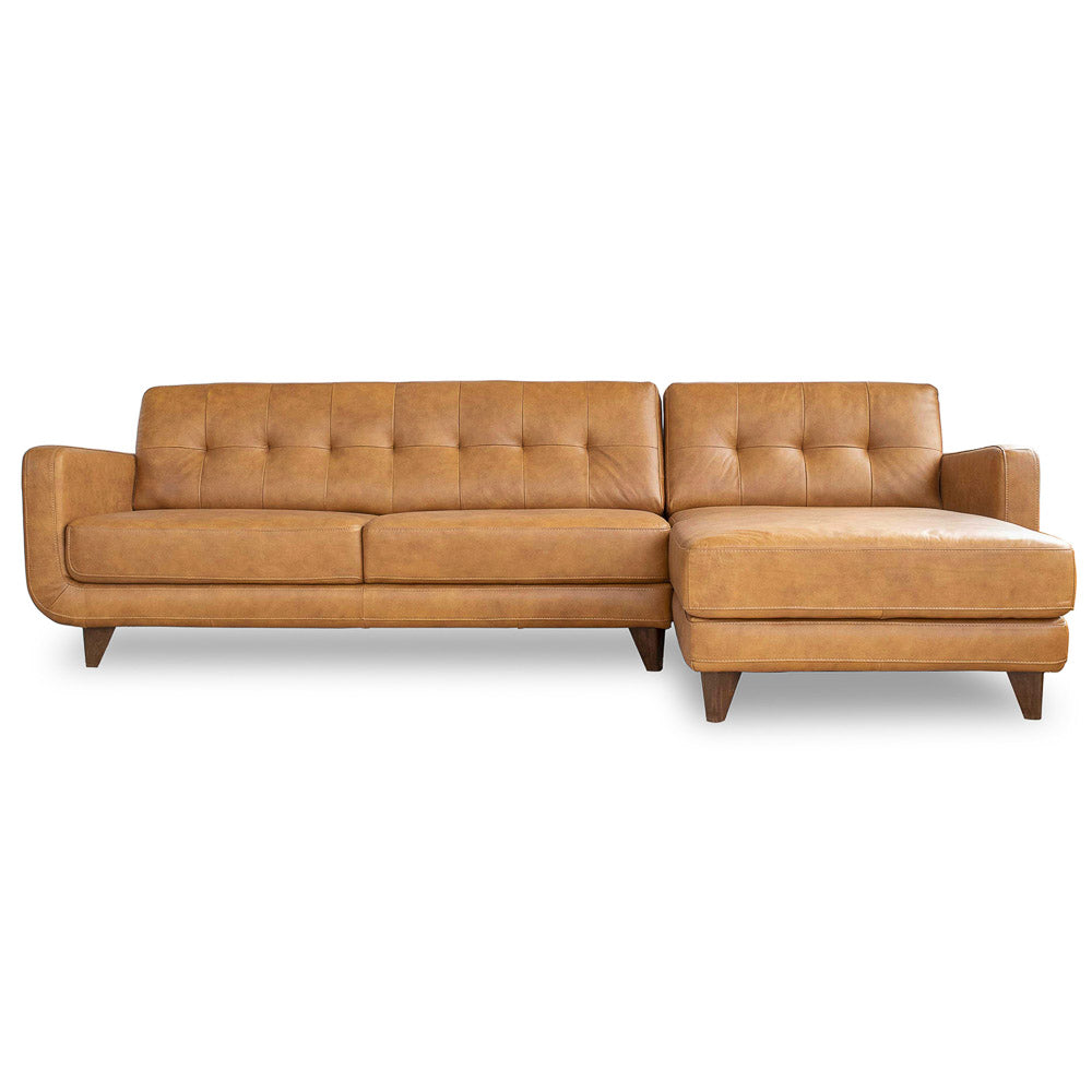 Cassie Mid-Century Modern Genuine Leather Sectional Sofa - MidinMod