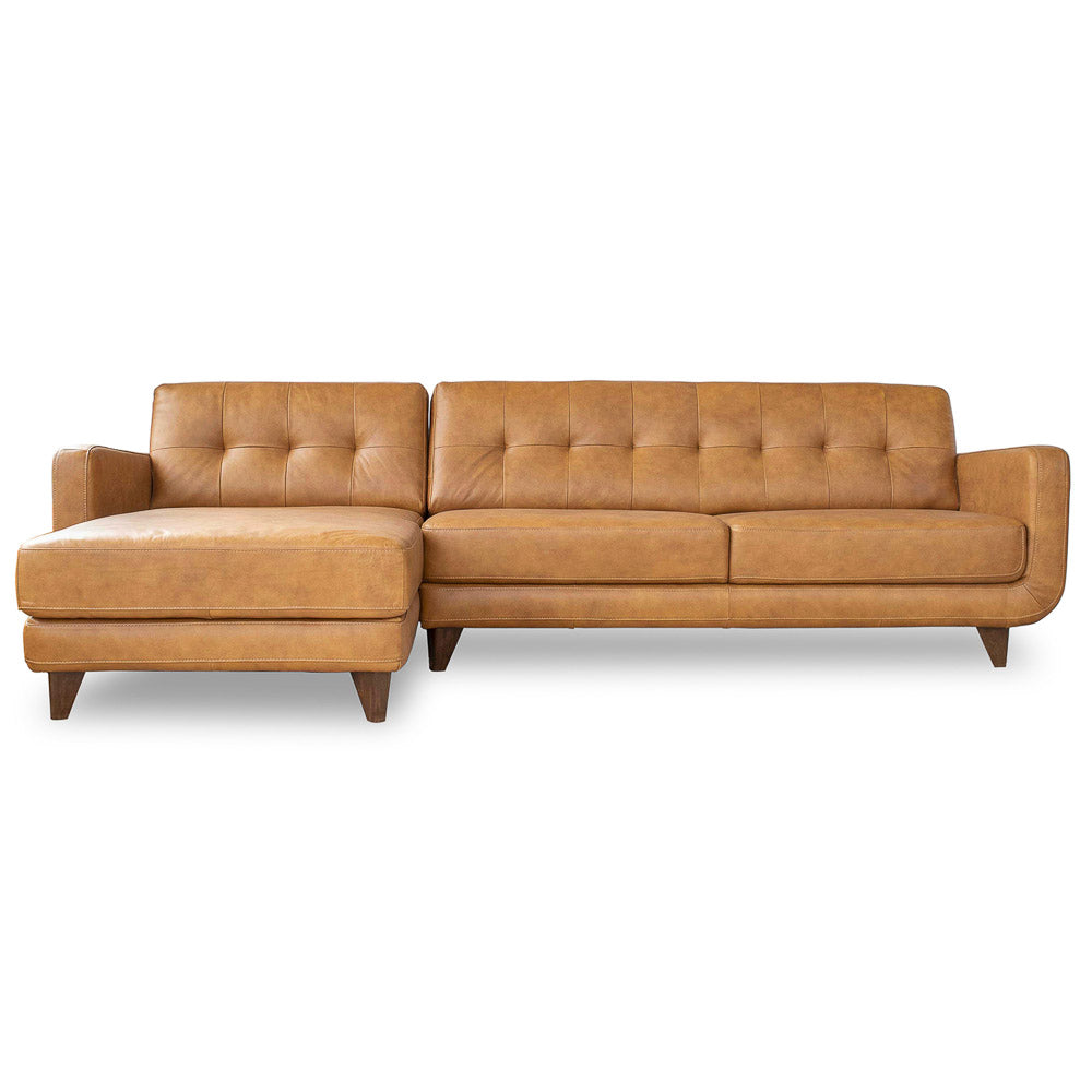 Cassie Mid-Century Modern Genuine Leather Sectional Sofa - MidinMod