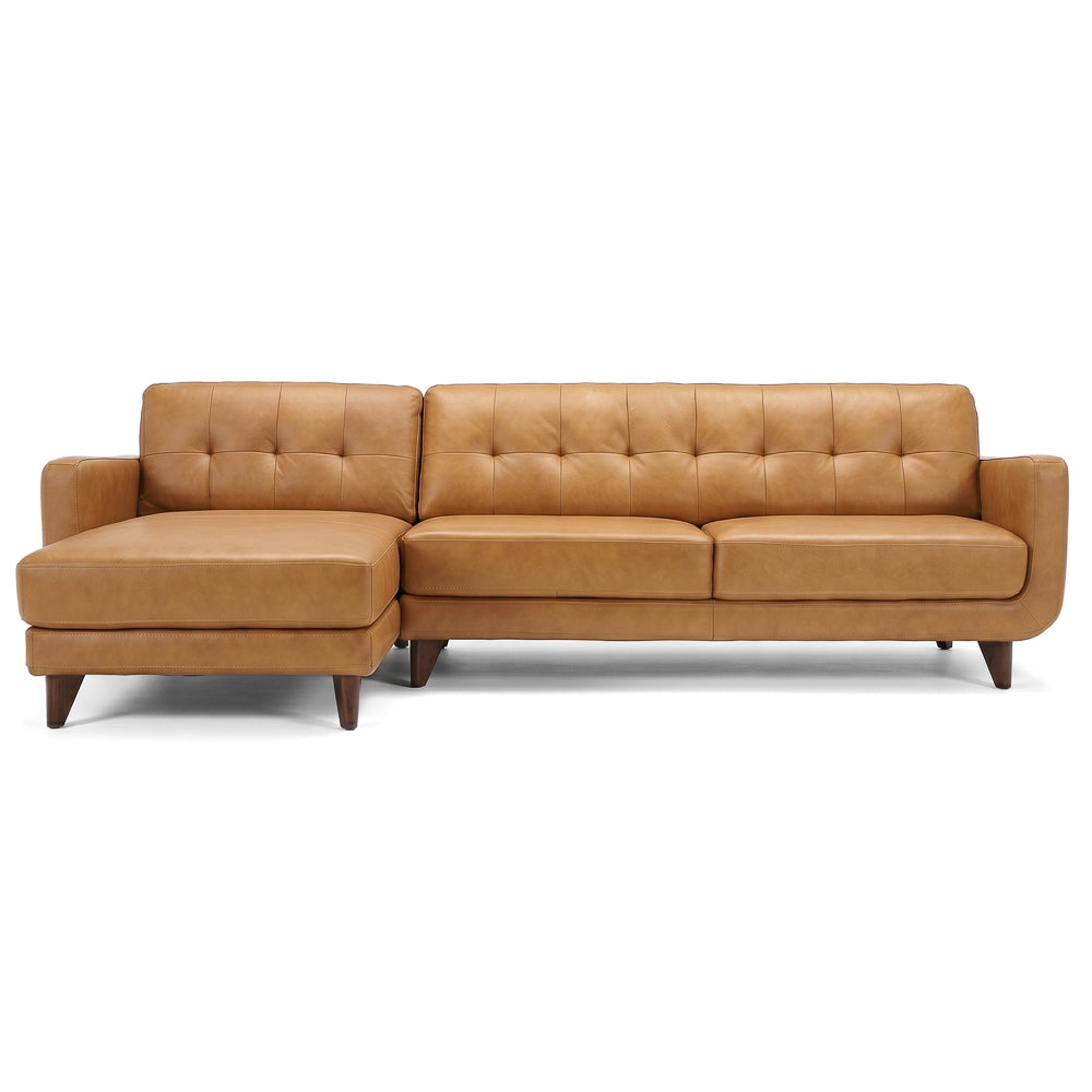 Cassie Mid-Century Modern Genuine Leather Sectional Sofa - MidinMod