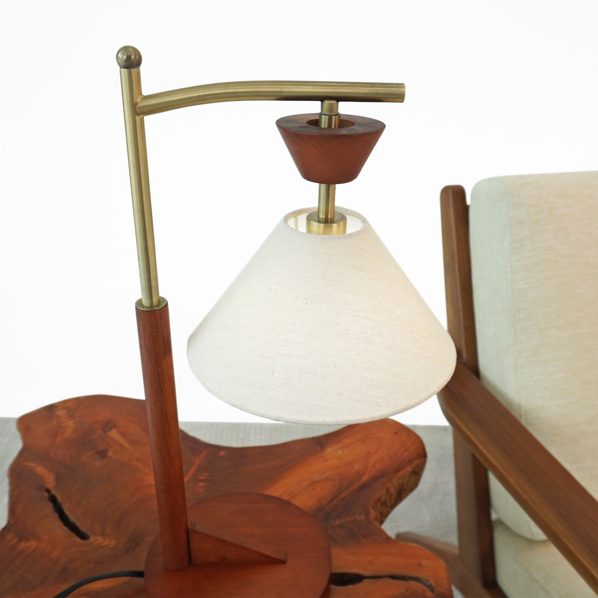 Celestia Table Lamp, Brown Solid Wood Base with Elegant Cone Polyester Shade