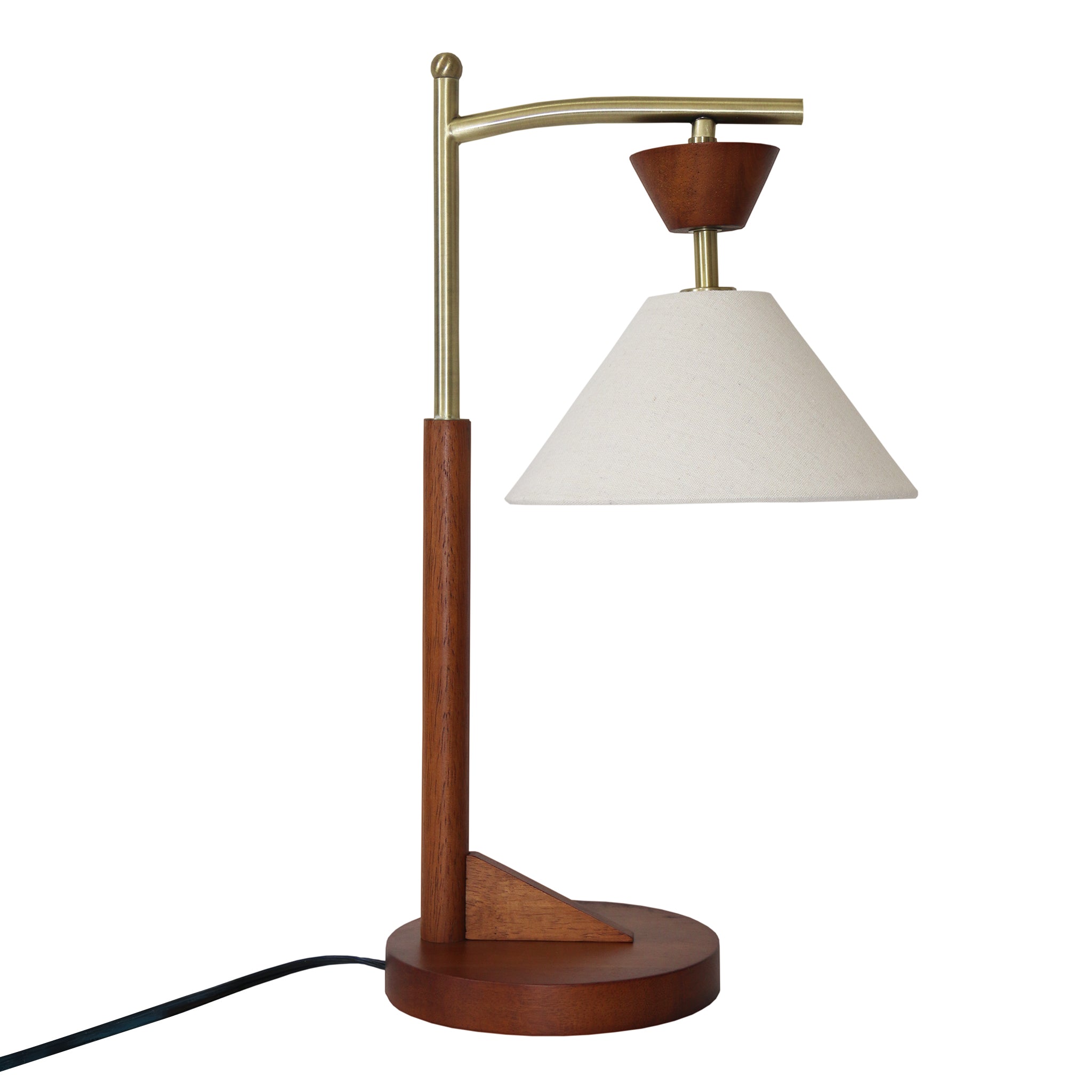 Celestia Table Lamp, Brown Solid Wood Base with Elegant Cone Polyester Shade