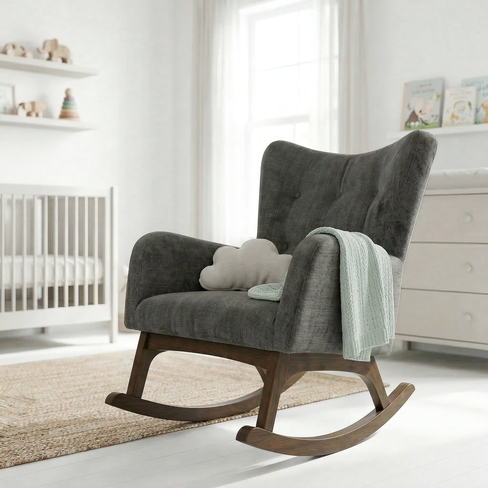Charlotte Rocking Chair | Performance Fabric & Solid Wood Base | MidinMod