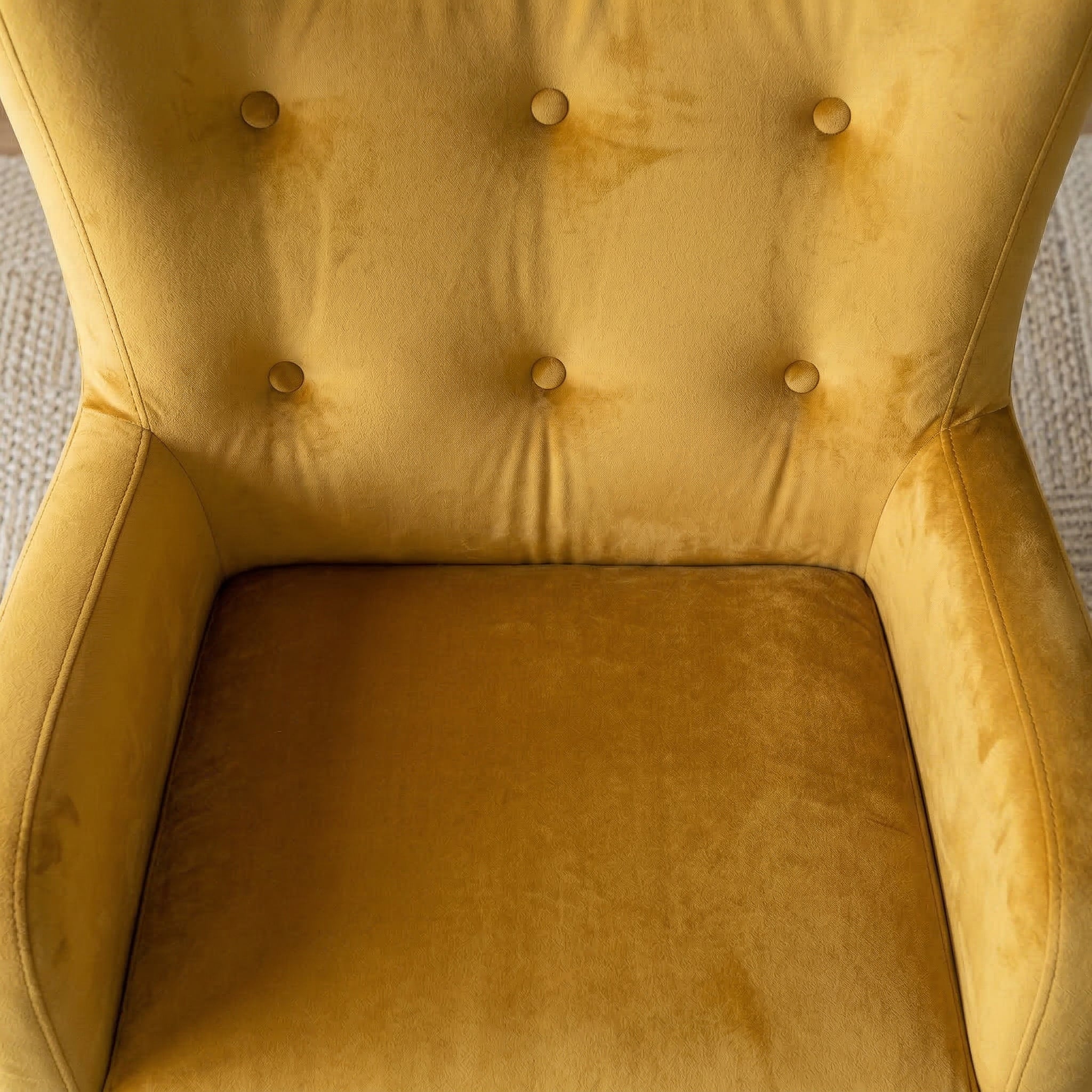 Charlotte Rocking Chair | Yellow Velvet & Walnut-Finished Rockers | MidinMod