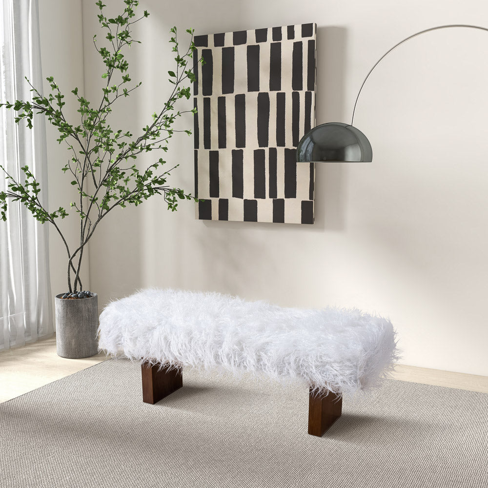 Chatham White Khaki Fur Bench
