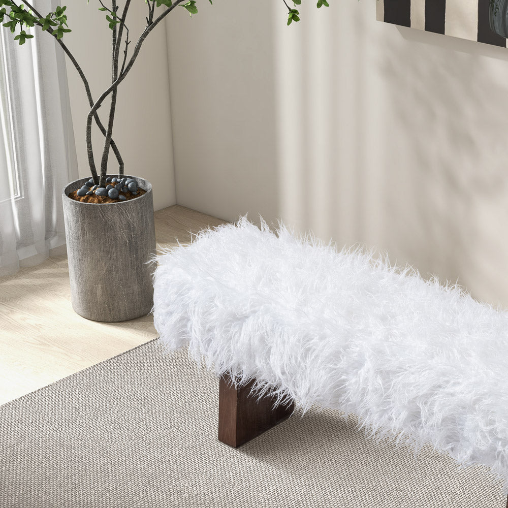 Chatham White Khaki Fur Bench