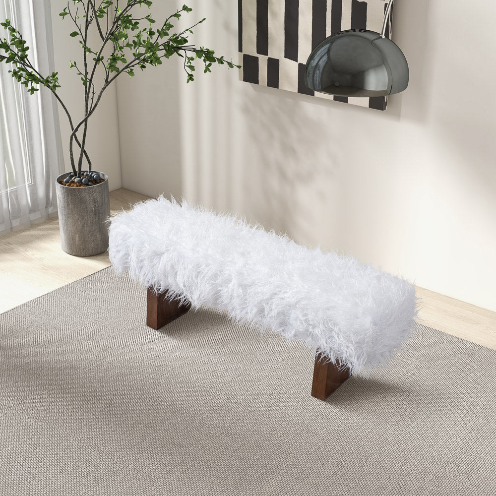 Chatham White Khaki Fur Bench