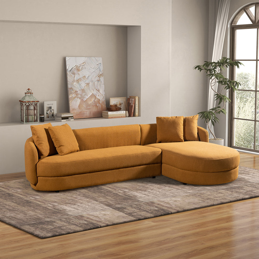 Chesterton Cognac Boucle Right Sectional Sofa - MidinMod