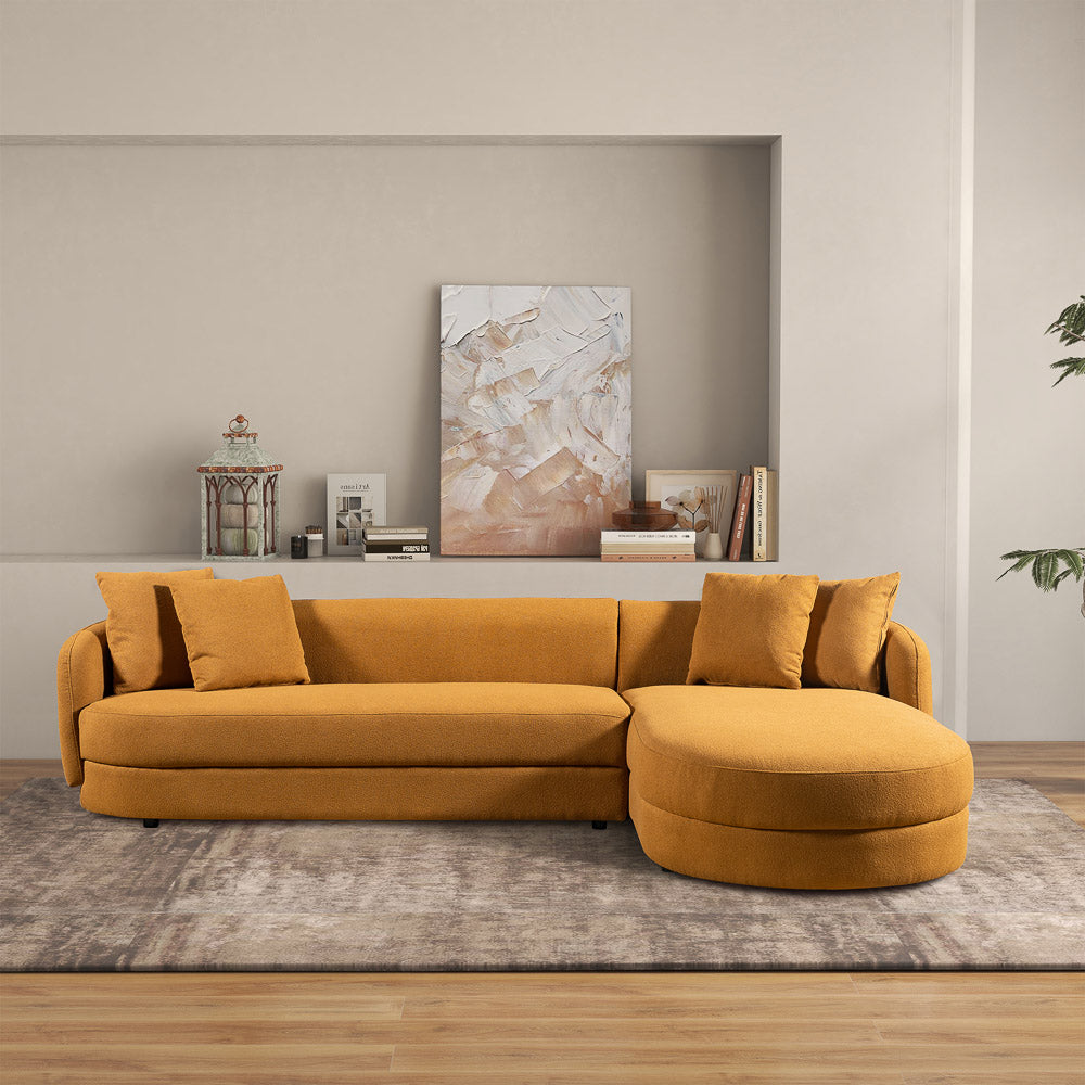 Chesterton Cognac Boucle Right Sectional Sofa - MidinMod