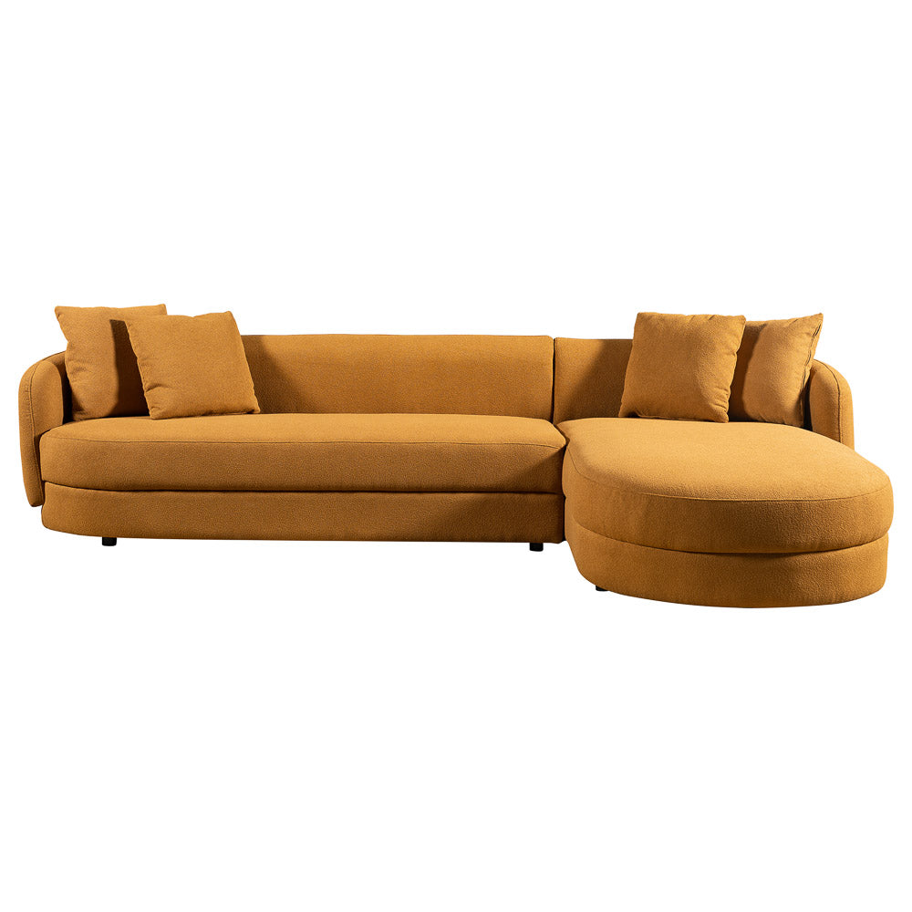 Chesterton Cognac Boucle Right Sectional Sofa - MidinMod