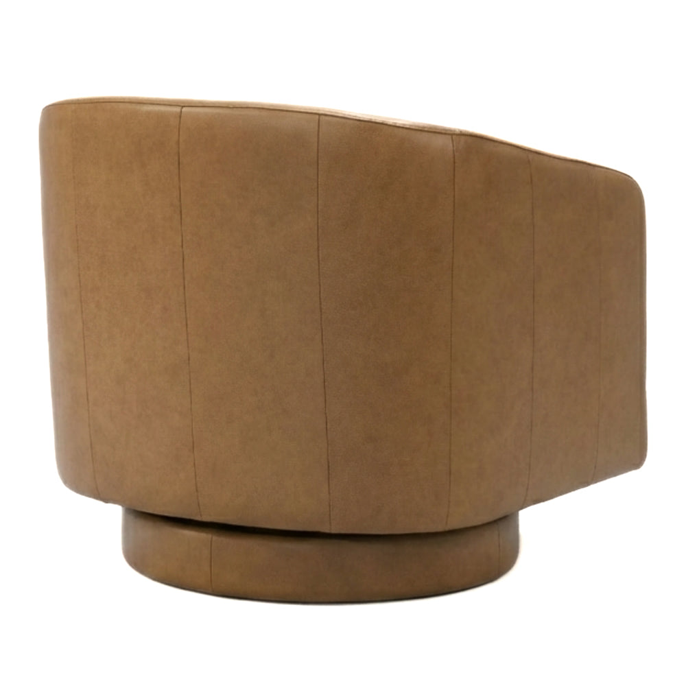 Ciro Mid-Century Modern Tan Leather Swivel Chair | MidinMod