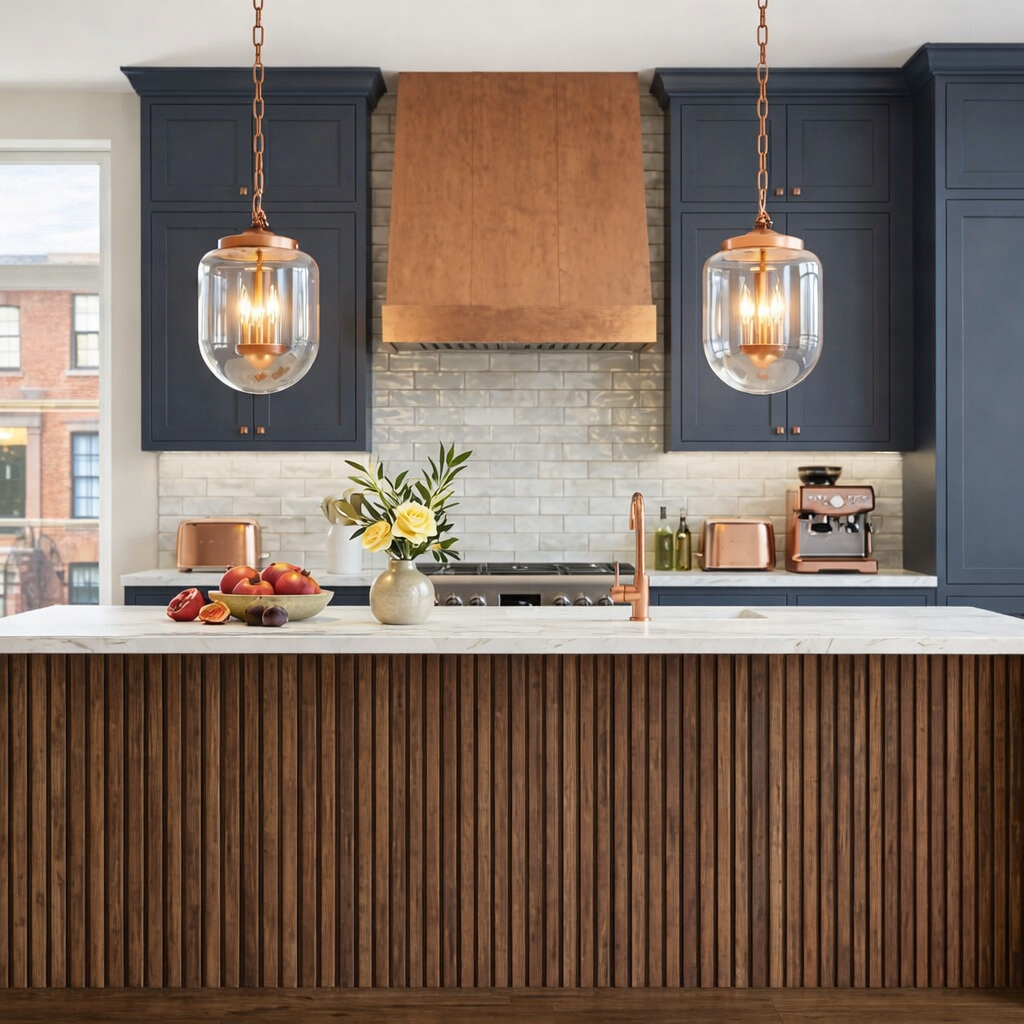 Clarity Pendant Lamp in Coarse Gold and Clear Glass | MidinMod