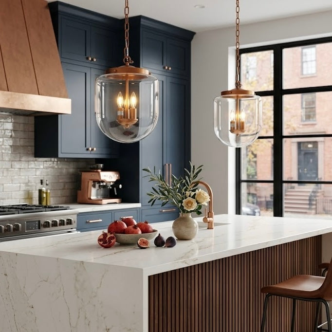 Clarity Pendant Lamp in Coarse Gold and Clear Glass | MidinMod