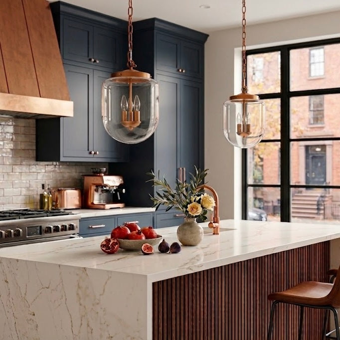 Clarity Pendant Lamp - Coarse Gold - Clear Glass