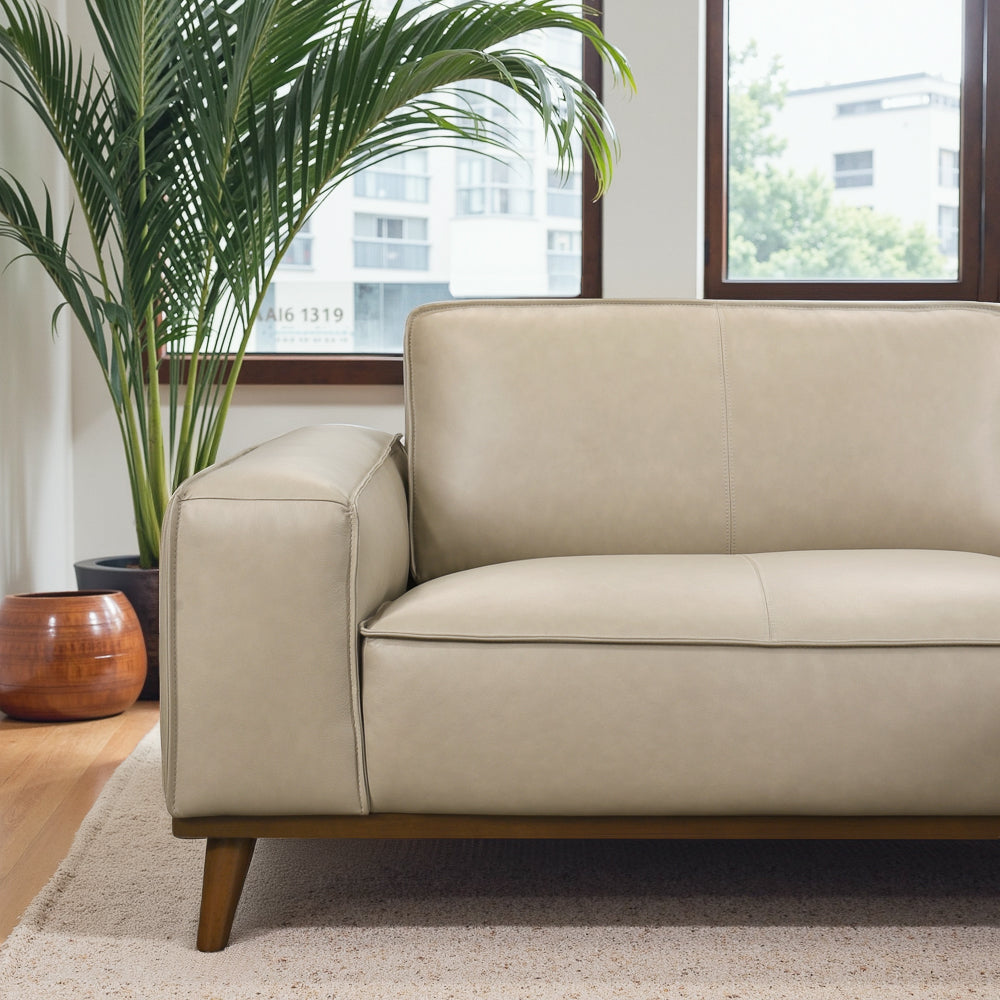 Clifton Genuine Leather Mid-Century Modern Sectional Couch - MidinMod