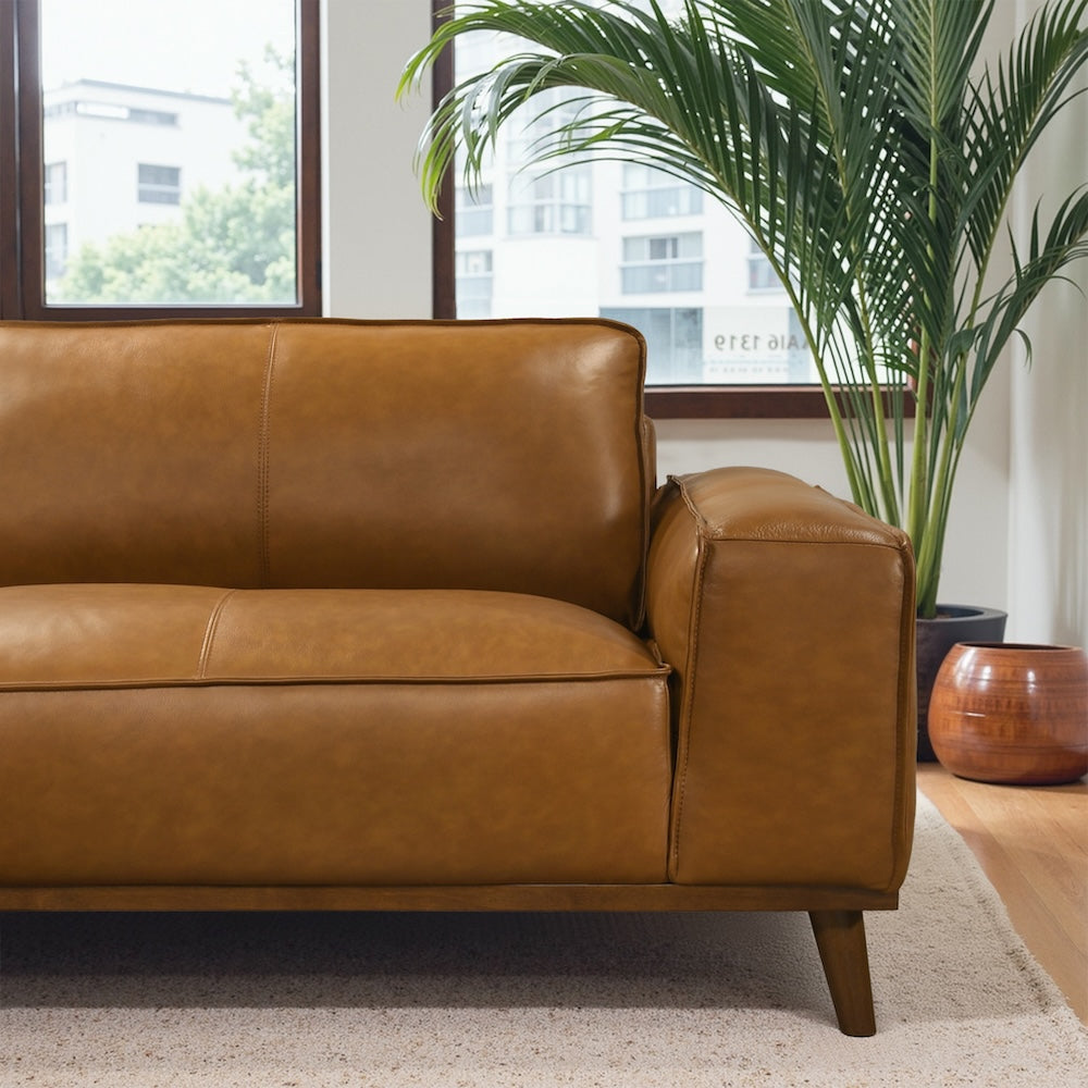 Clifton Mid-Century Modern Genuine Leather Sectional Couch - MidinMod