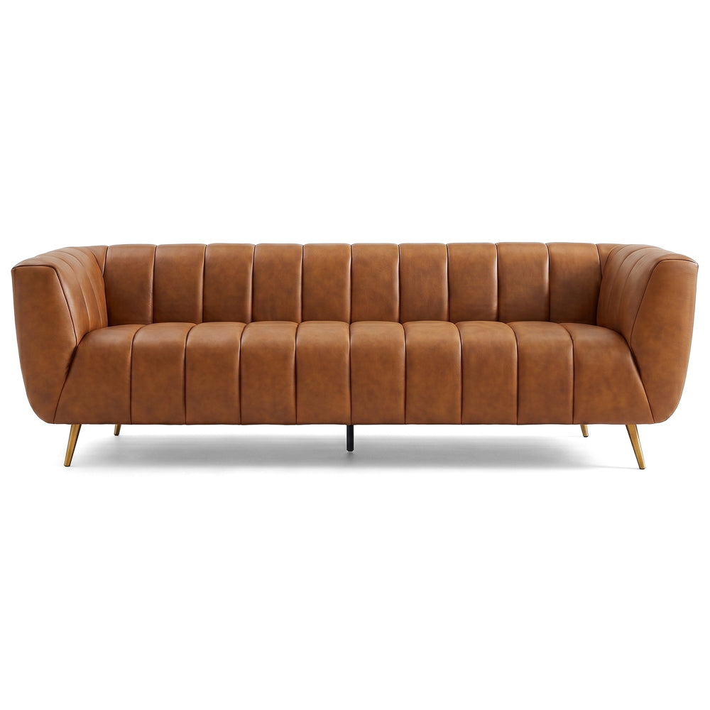 Clodine Cognac Leather Sofa - MidinMod