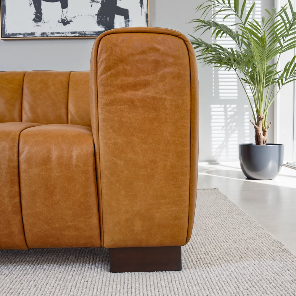 Colton Waxy Tan Leather Sofa - MidinMod