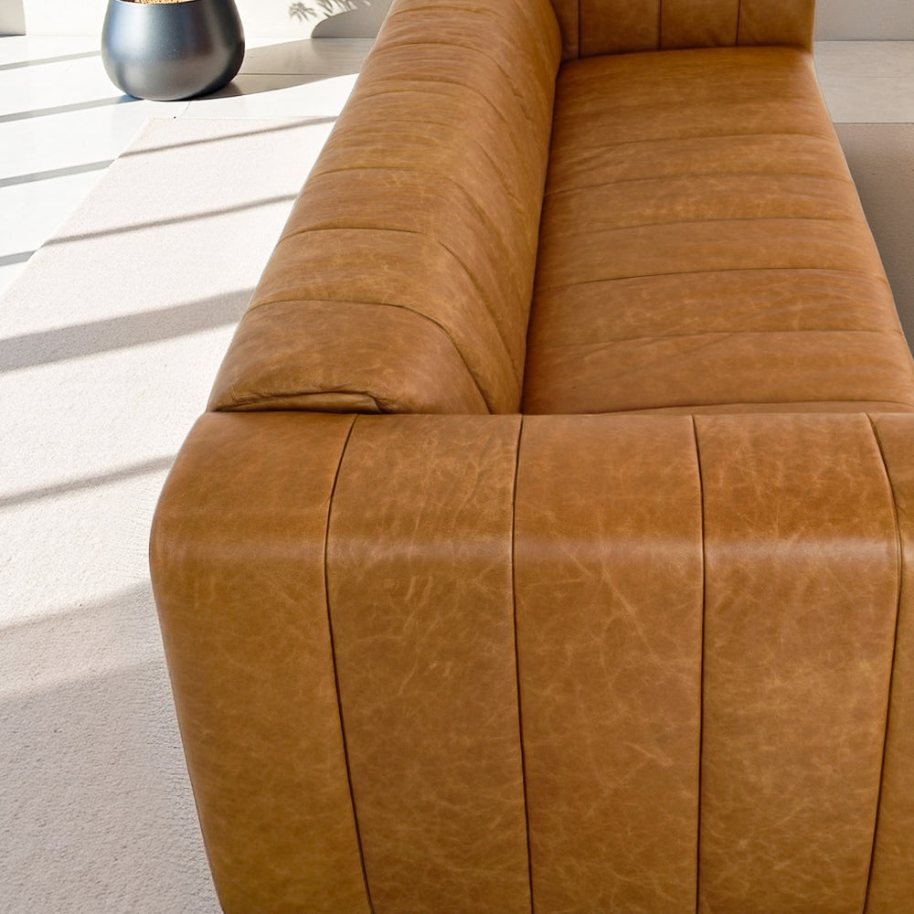 Colton Waxy Tan Leather Sofa - MidinMod