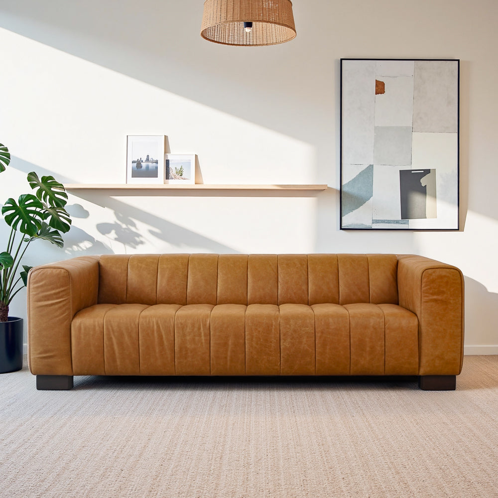 Colton Waxy Tan Leather Sofa - MidinMod