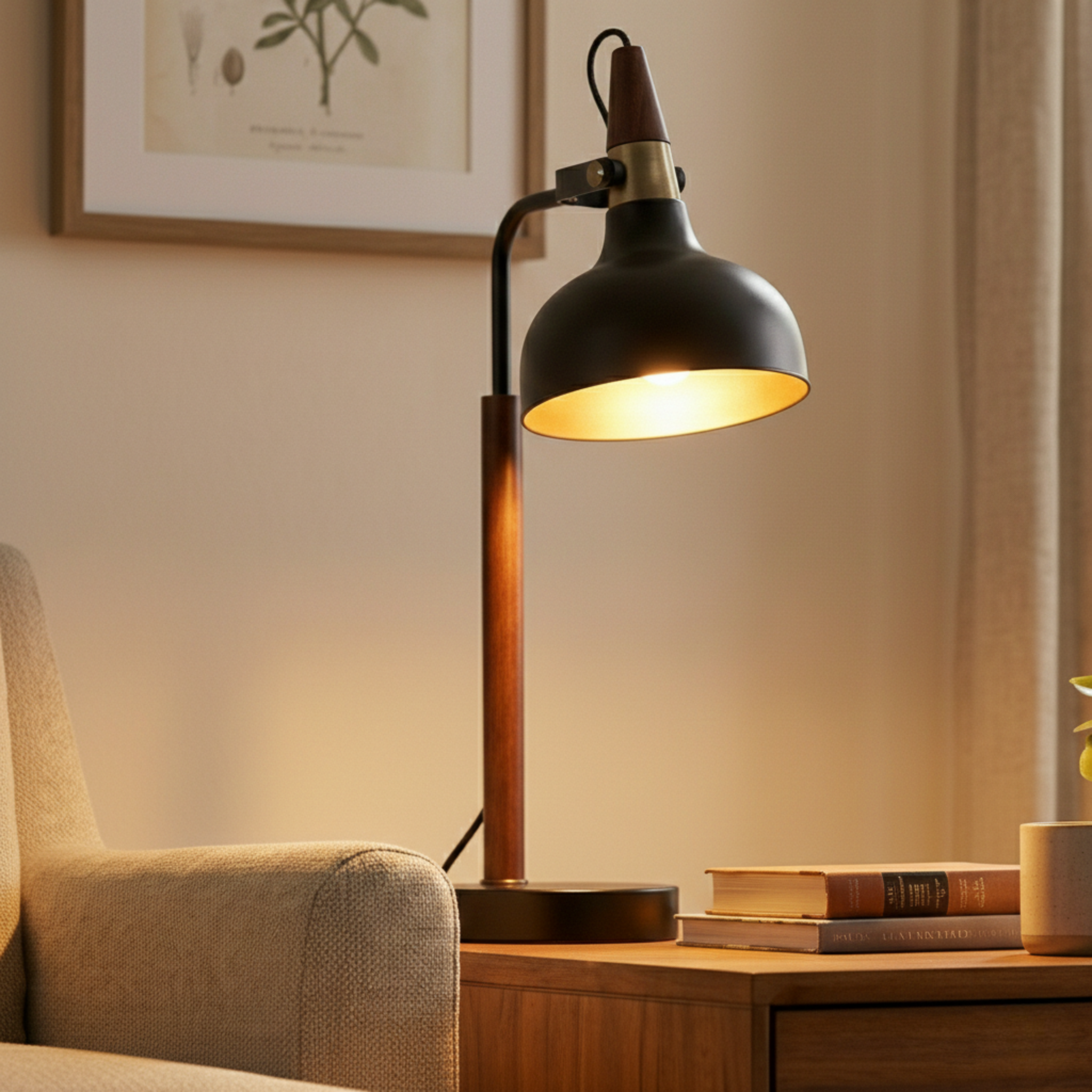 Cosmos Black Toilet Plug Table Lamp with Cone Shade | MidinMod