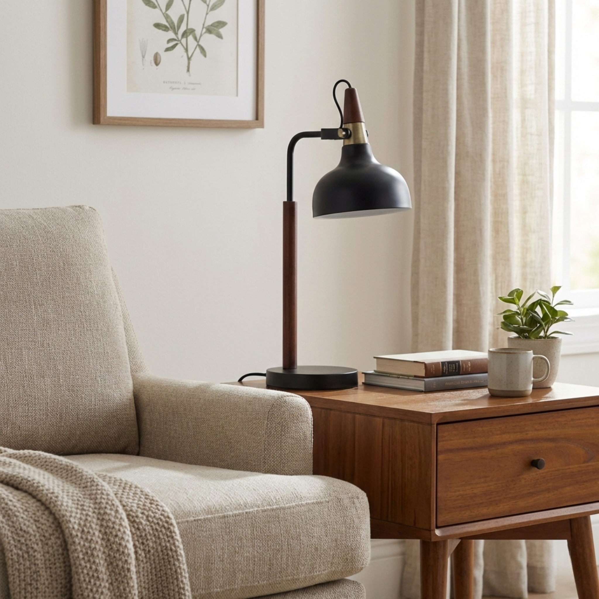 Cosmos Black Toilet Plug Table Lamp with Cone Shade | MidinMod