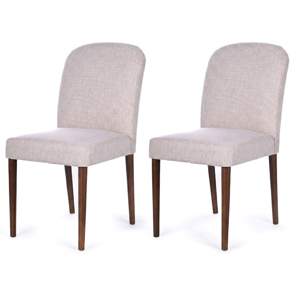 Coup Modern Beige Fabric Dining Chair Set | Mid-Century Wood Frame | MidinMod