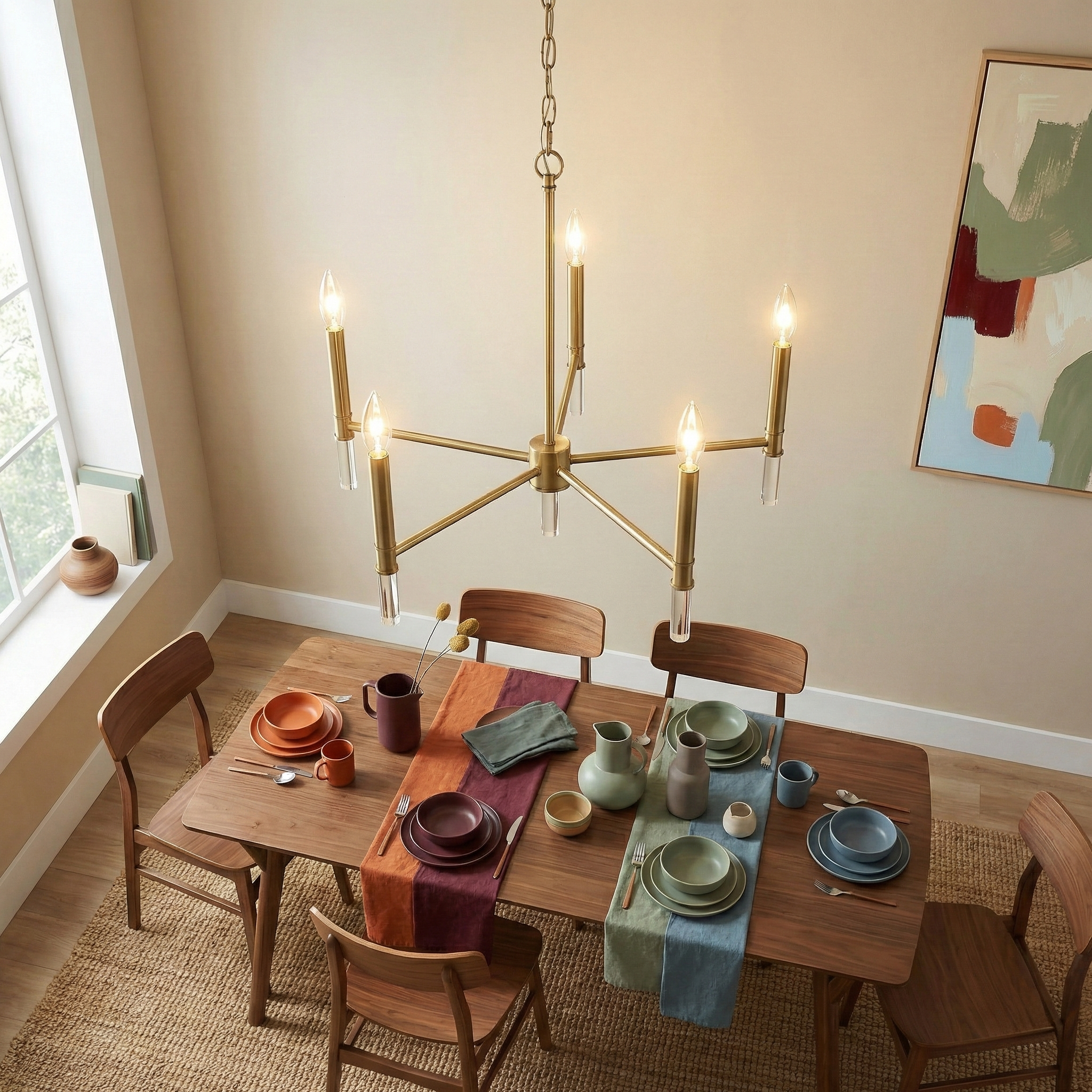 Courtyard 5-Light Golden Brass Chandelier | Candle-Style Ceiling Fixture | MidinMod