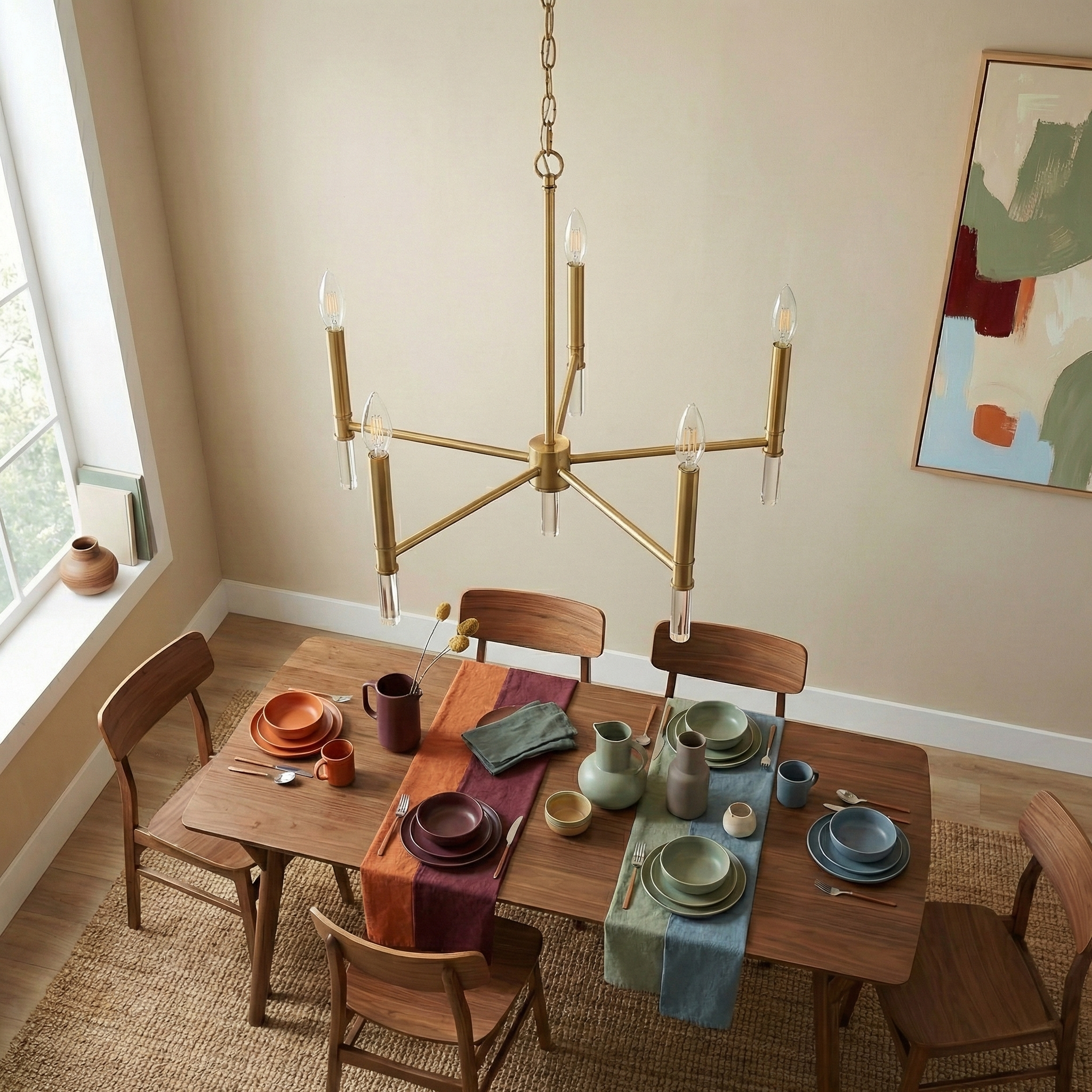 Courtyard 5-Light Golden Brass Chandelier | Candle-Style Ceiling Fixture | MidinMod