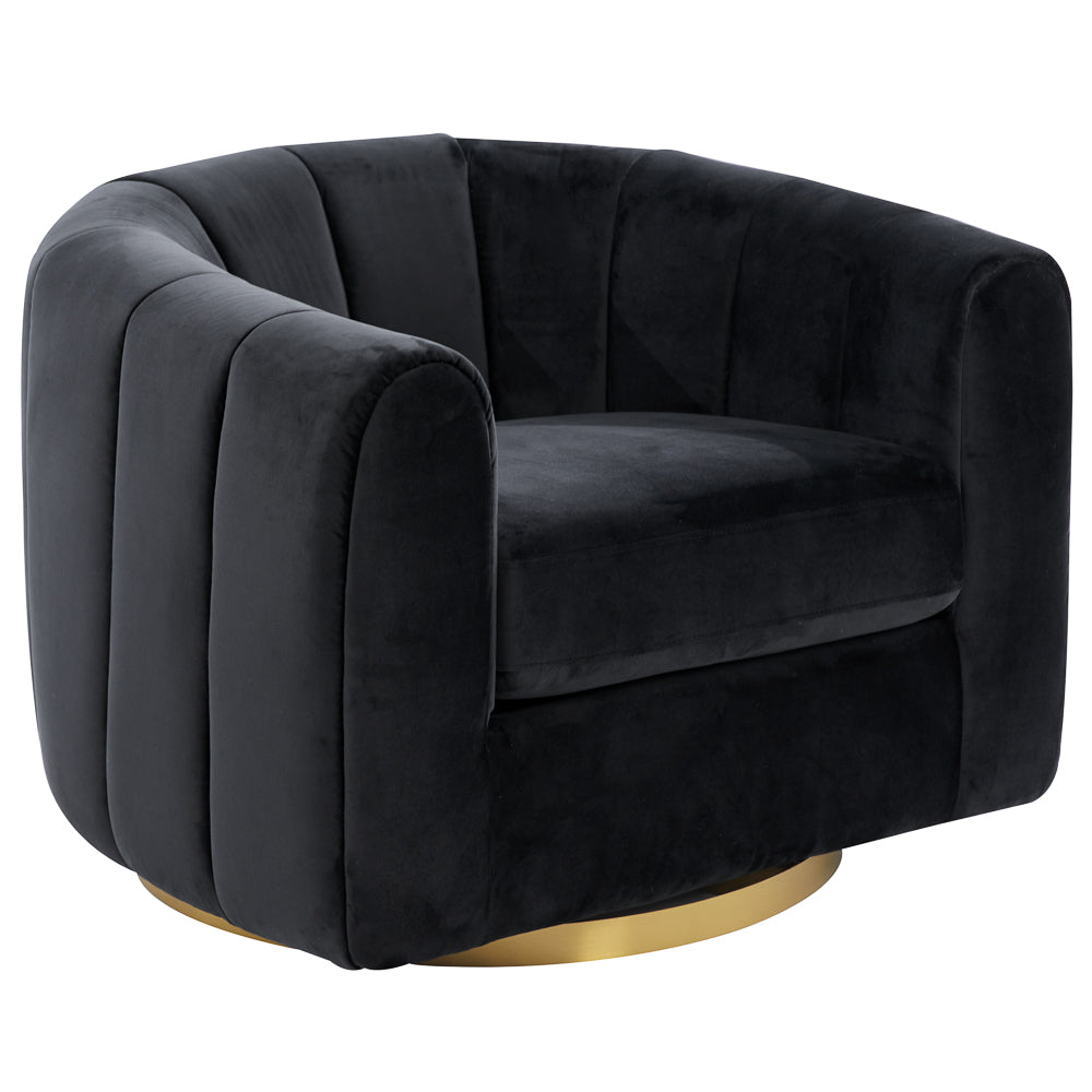 Covington Black Velvet Swivel Chair - MidinMod