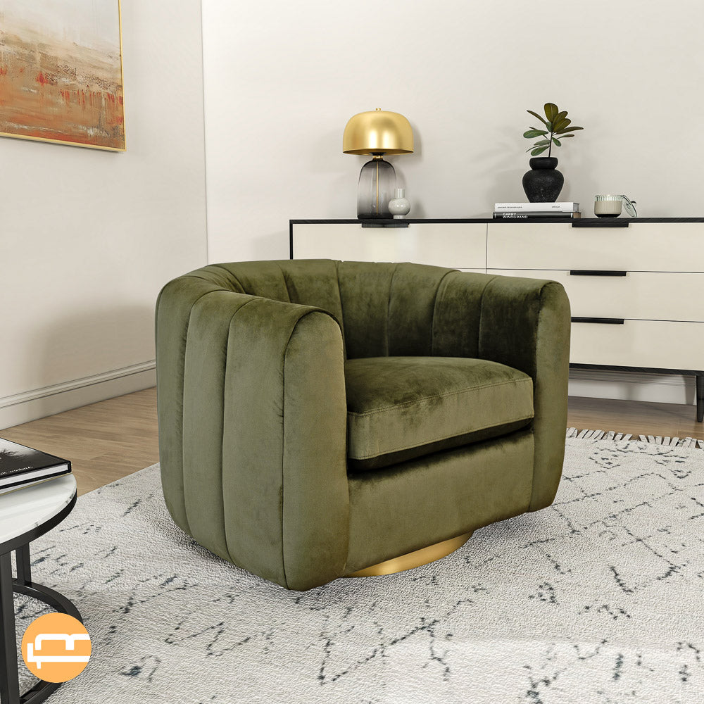 Covington Green Velvet Swivel Chair - MidinMod