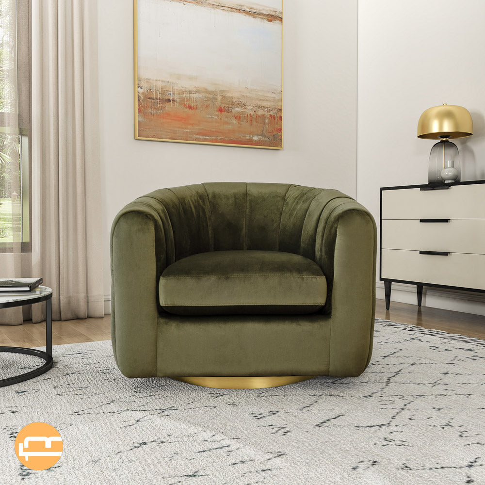 Covington Green Velvet Swivel Chair - MidinMod