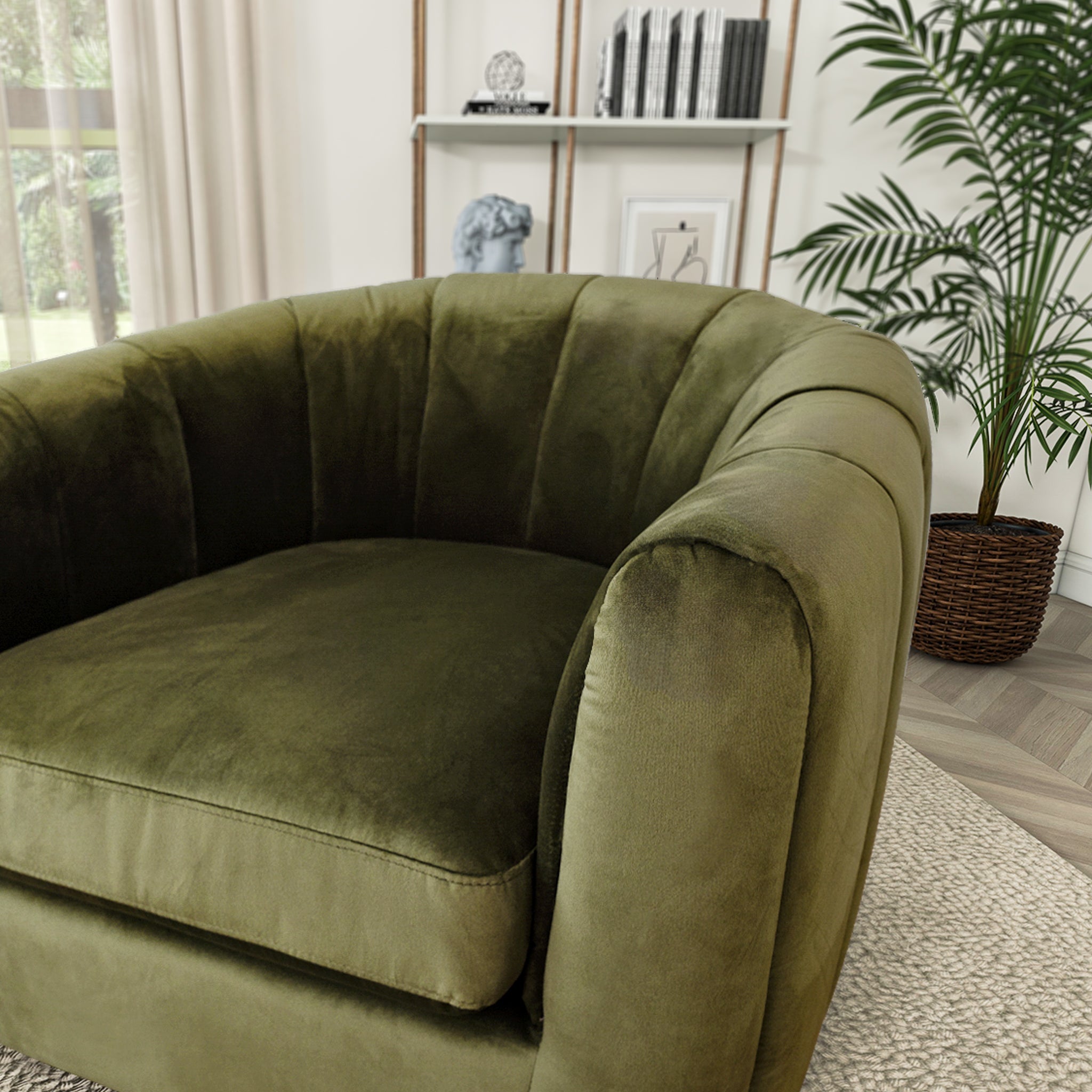 Covington Mid-Century Swivel Chair in Rich Velvet Upholstery - MidinMod