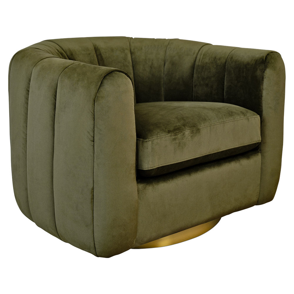 Covington Mid-Century Swivel Chair in Rich Velvet Upholstery - MidinMod