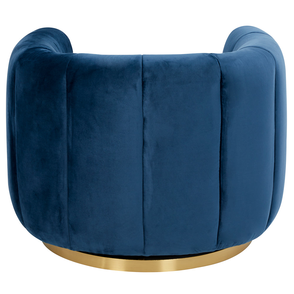 Covington Navy Blue Velvet Swivel Chair - MidinMod
