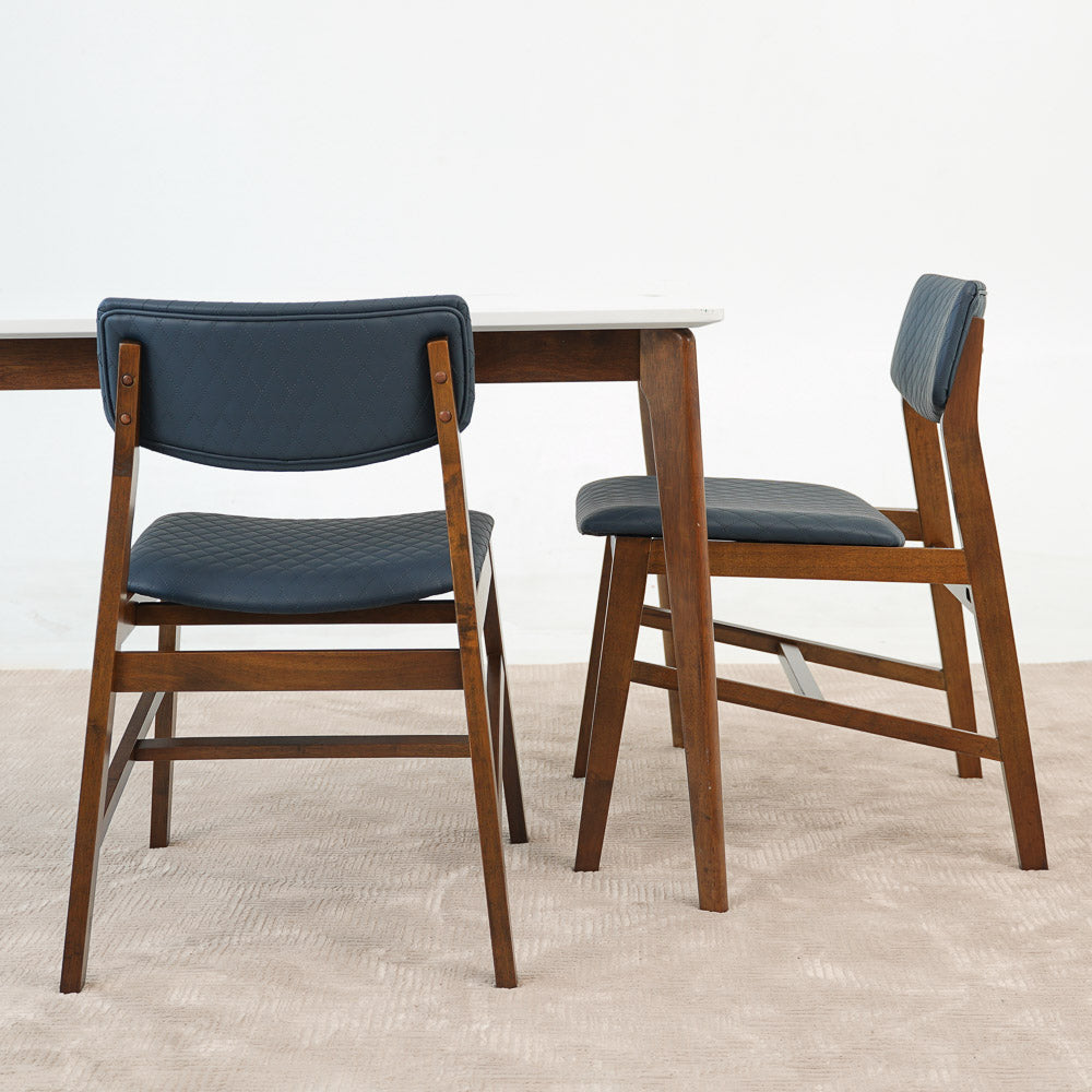 Crosby Navy Blue Vegan Leather Dining Chair Set of 4 - MidinMod