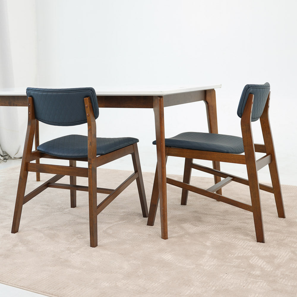 Crosby Navy Blue Vegan Leather Dining Chair Set of 4 - MidinMod