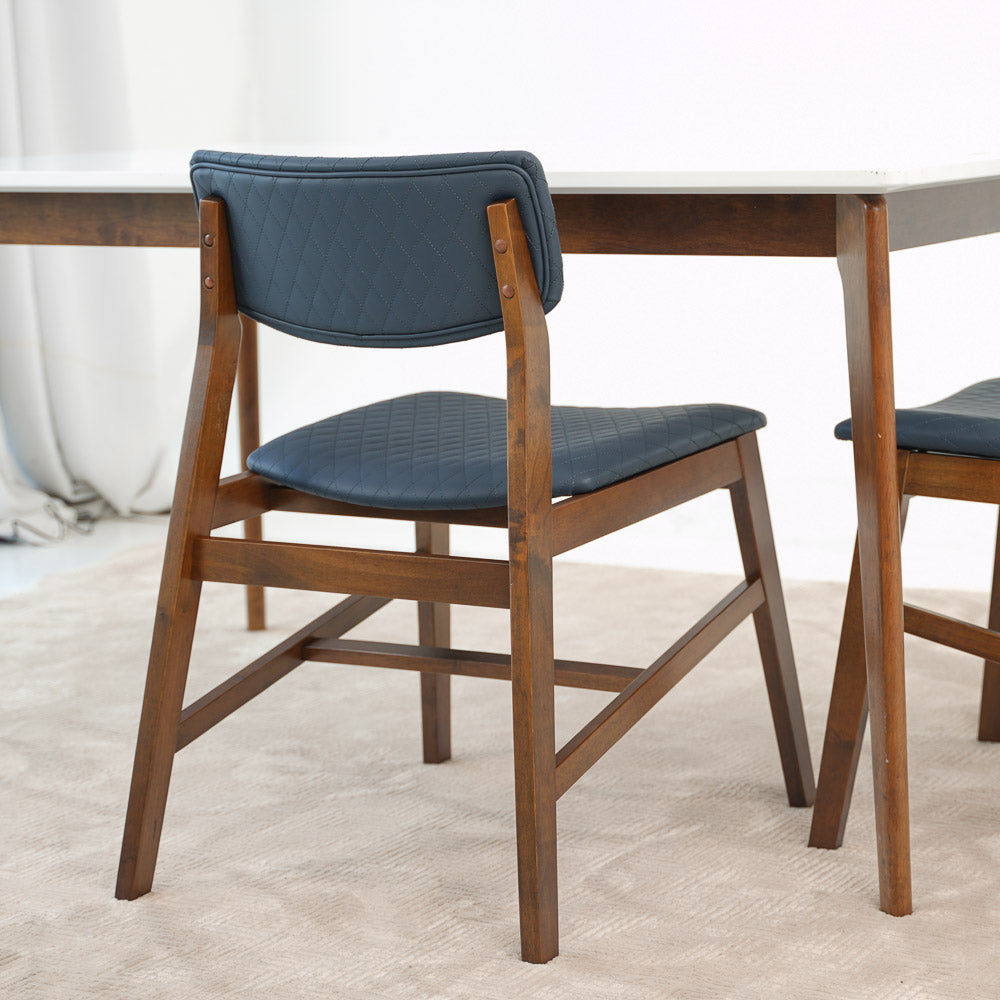 Crosby Navy Blue Vegan Leather Dining Chair Set of 4 - MidinMod