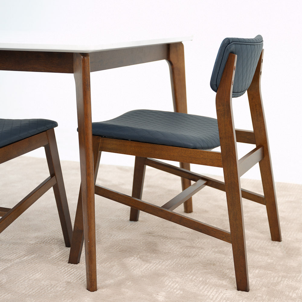 Crosby Navy Blue Vegan Leather Dining Chair Set of 4 - MidinMod