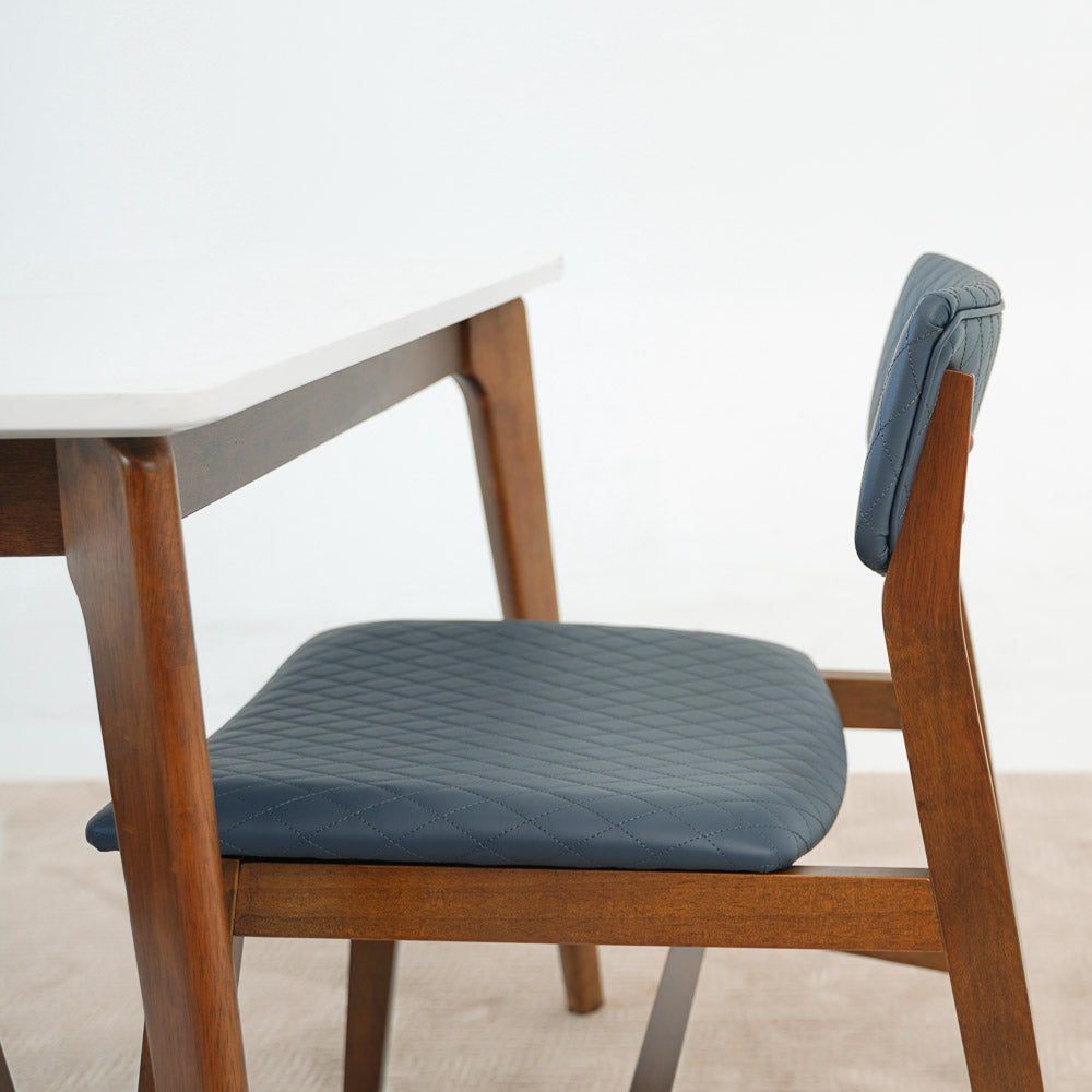 Crosby Navy Blue Vegan Leather Dining Chair Set of 4 - MidinMod