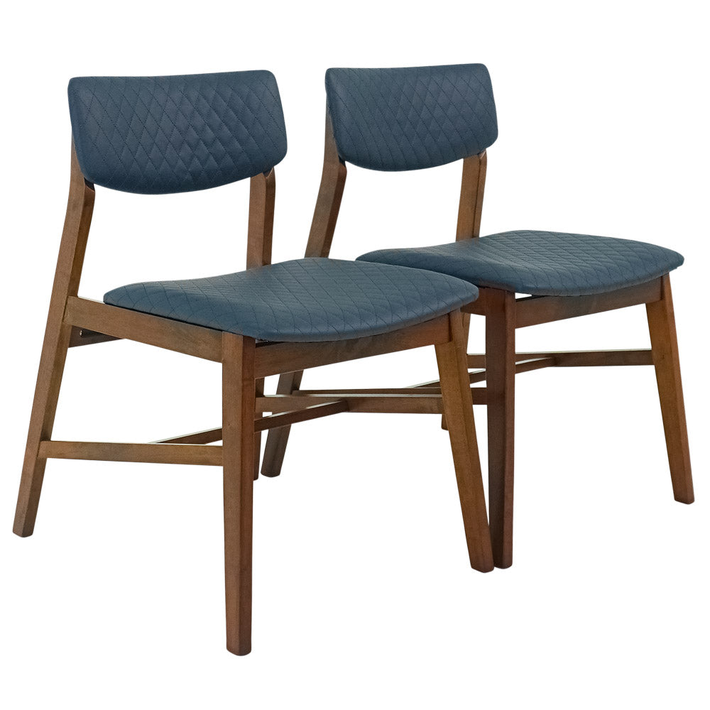 Crosby Navy Blue Vegan Leather Dining Chair Set of 4 - MidinMod