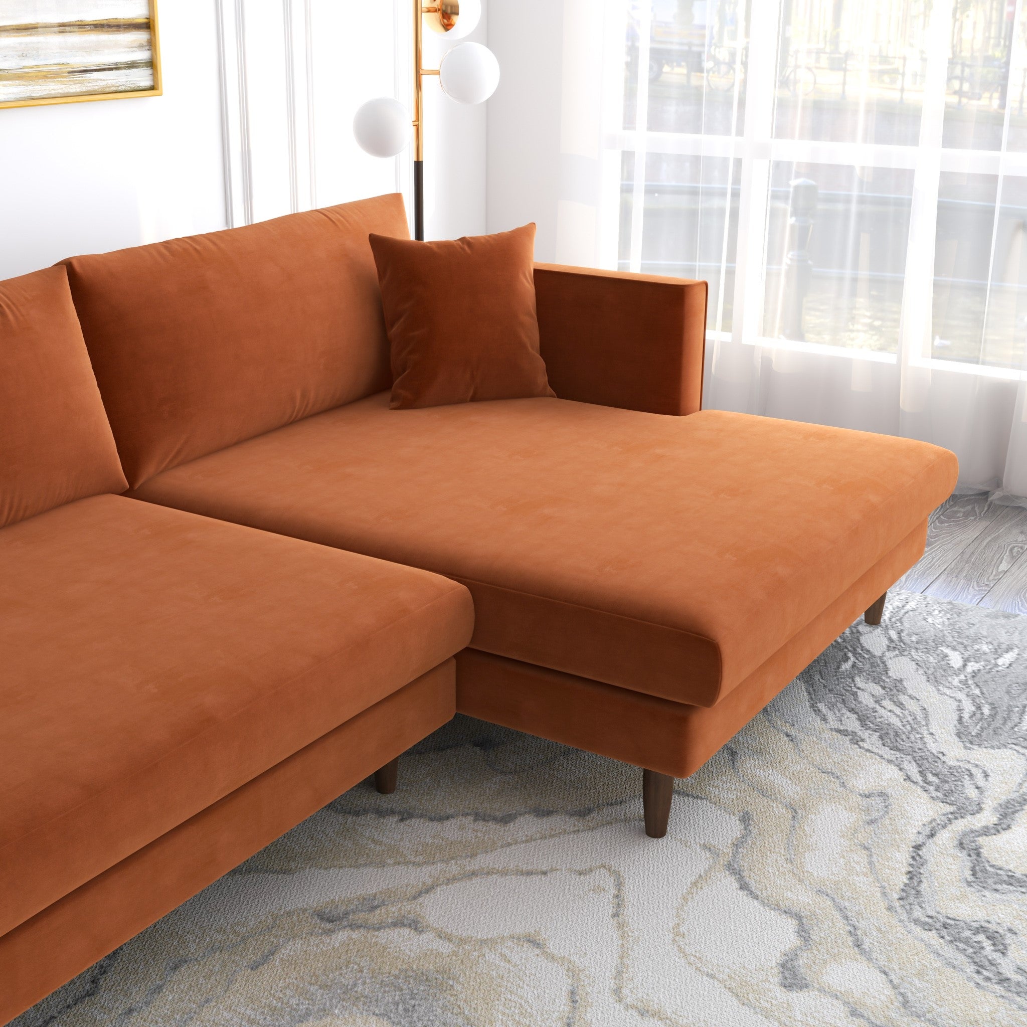 Delano Mid-Century Modern Velvet Sectional Sofa - MidinMod